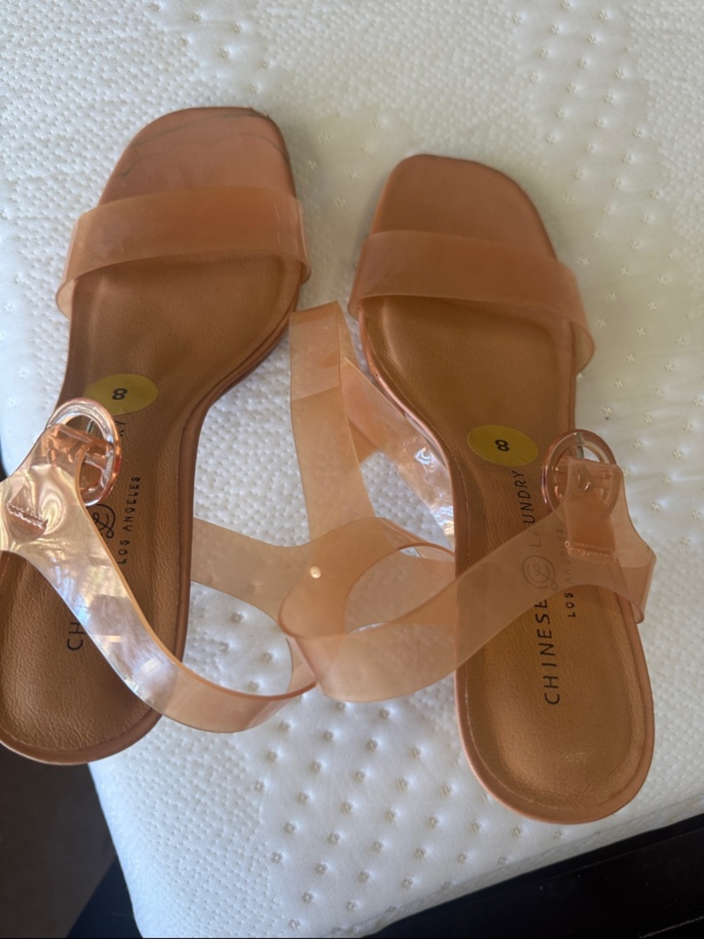 Chinese Laundry Peach Clear Strap Slide Sandals